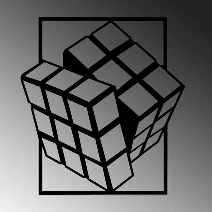 Wallity Rubik's Cube Escultura de pared negra
